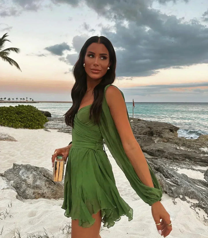 Chloe | Flowy Ruffled V-Neck Dress