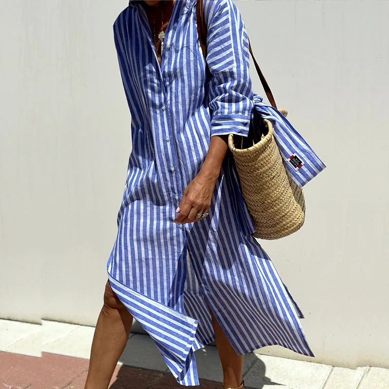 Ava | Relaxed Striped V-Neck Dress