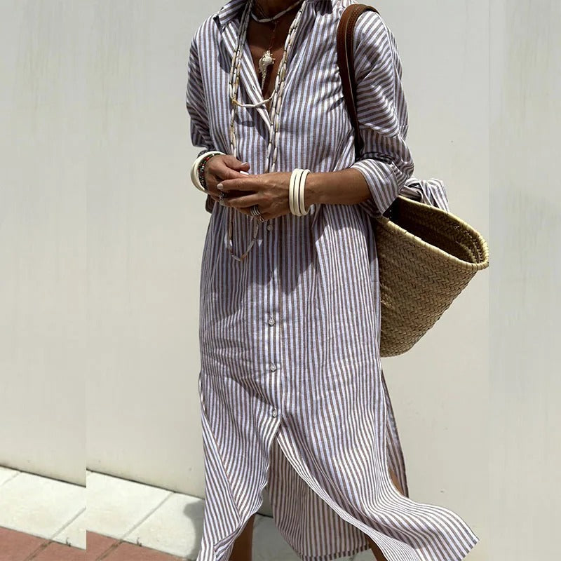 Ava | Relaxed Striped V-Neck Dress